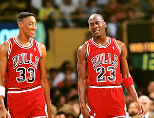 Chicago Bulls Scottie Pippen with Michael Jordan