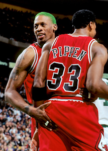 Chicago Bulls Scottie Pippen with Dennis Rodman
